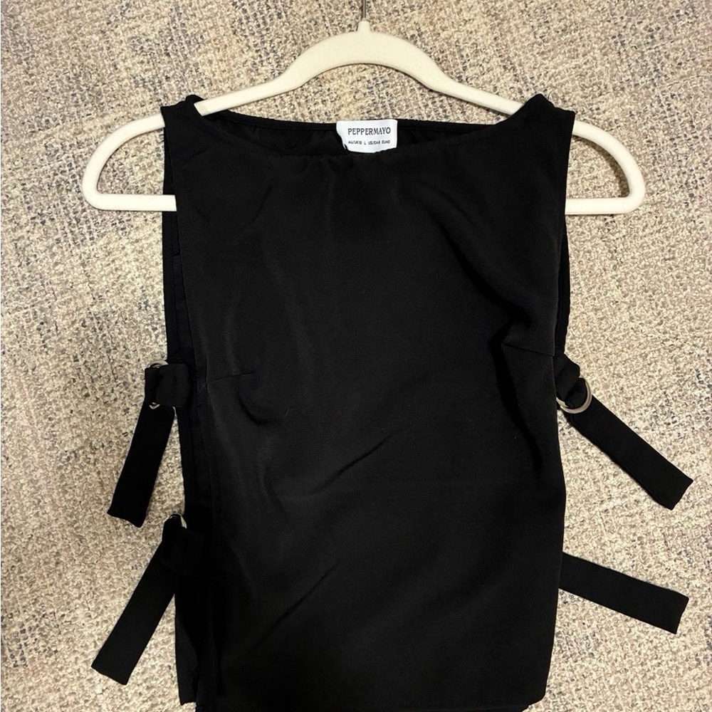 Peppermayo Black Tank Top with Side Buckles - Picture 2 of 3